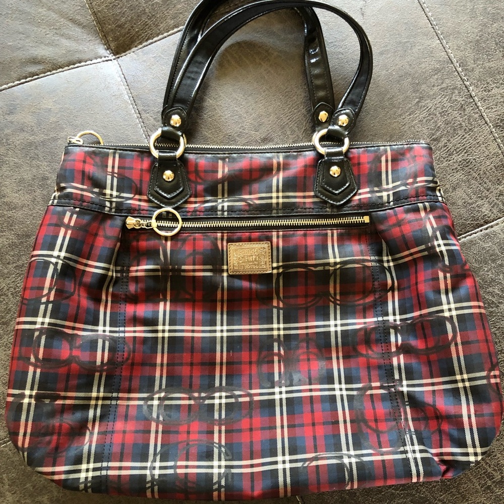 🔥SALE🔥♥️◾️COACH Poppy Plaid Tartan Tote◾️♥️